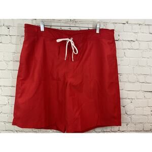Lands End Mens Swim Trunks Shorts XL 40-42 Cargo back Pocket Lined Red